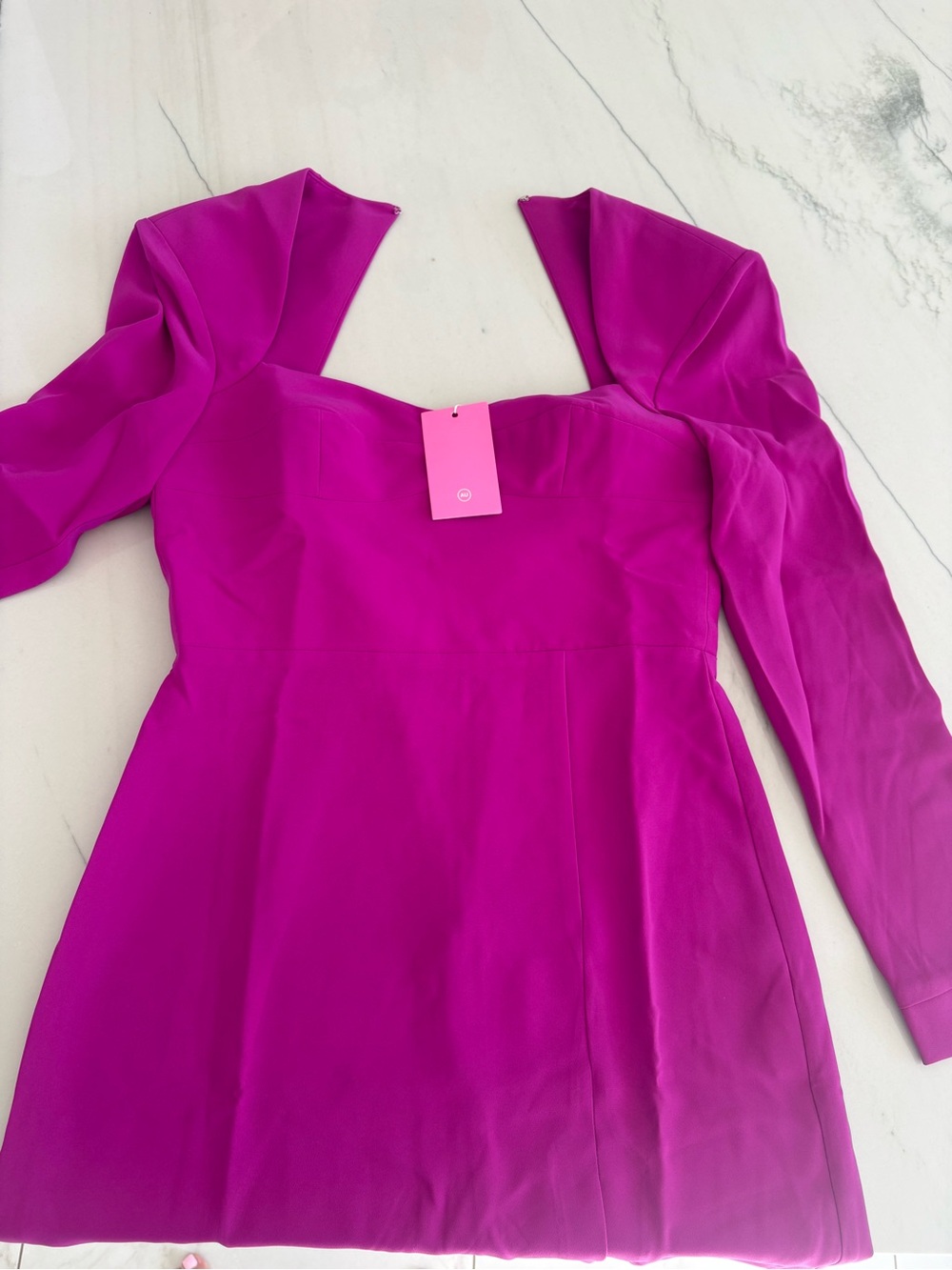 Amanda Uprichard Hot Pink Mini Dress with Puff Sleeves